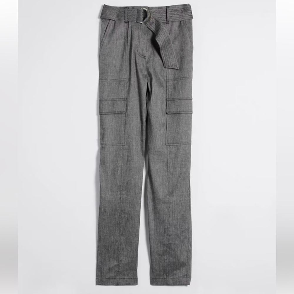 NWT WHBM Linen Blend Utility Trousers. Color: Midnight Twill. Size 6P.